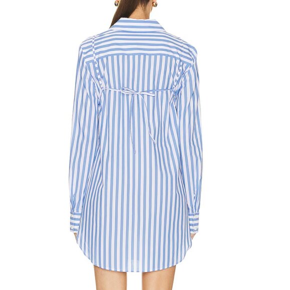 NWT STAUD Alita Tunic Shirt Dress Medium Blue White Stripe Causal - Picture 5 of 11